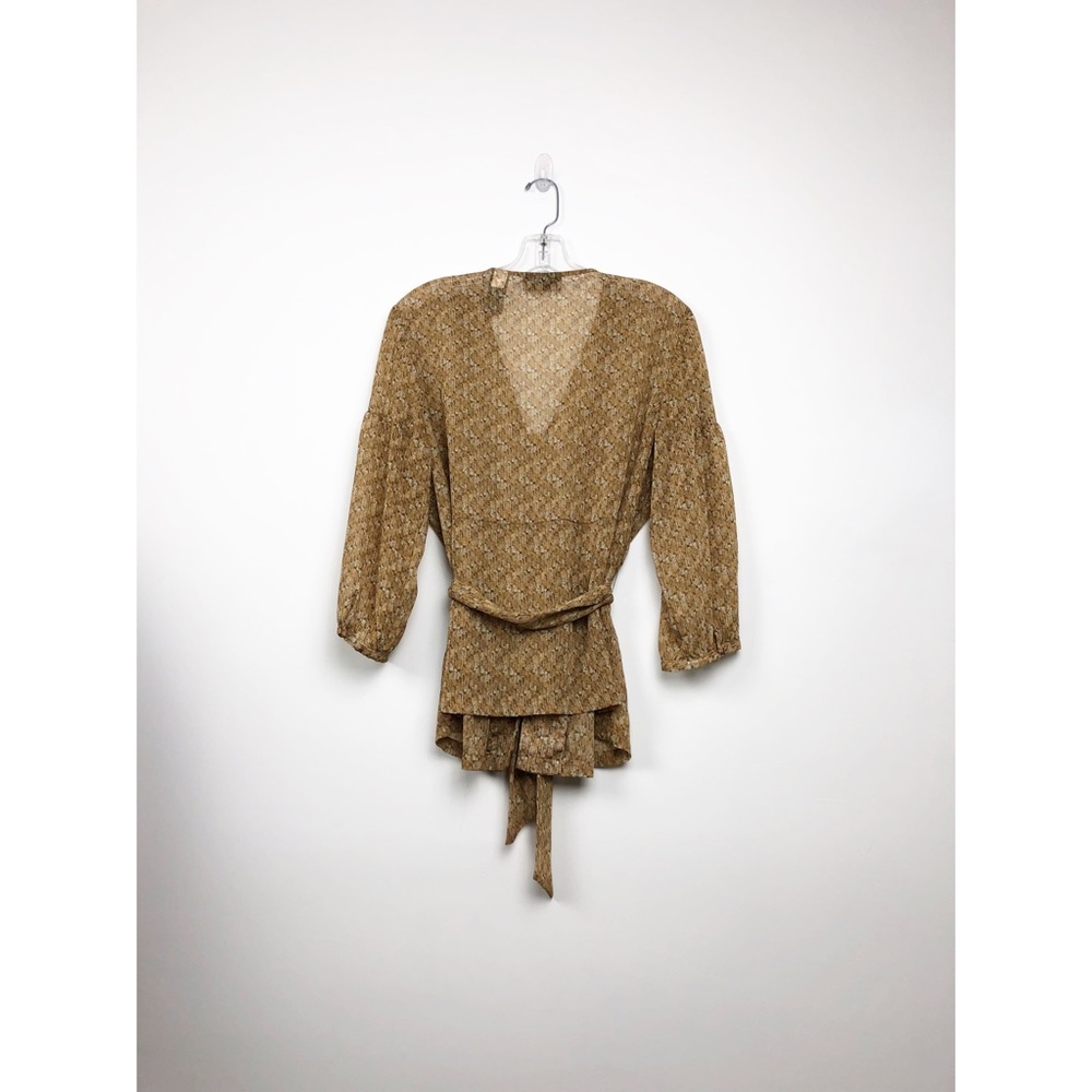 Axcess a Liz Clairborne Company Light Brown Floral Blouse L - Picture 6 of 6